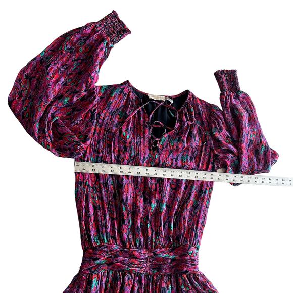 Ramy Brook Gessy 100% Silk Lace Up Neck Shadow Stripe Pink Multi Mini Dress XS - Picture 10 of 12